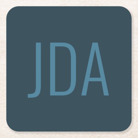 Eenvoudige Initialen | Blues Kartonnen Onderzetters (Voorkant)