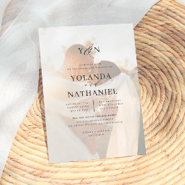 Eenvoudige Initialen Elegant Calligraphy Photo Wed Kaart