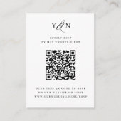 Eenvoudige Initialen Elegante Foto QR Code Wedding Informatiekaartje (Voorkant)