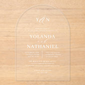 Eenvoudige Initialen Elegante Kalligrafie Boog Wed Acryl Uitnodigingen (Voorkant)