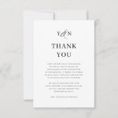 Eenvoudige Initialen Elegante trouwfoto Dank u Bedankkaart (Voorkant)