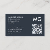 Eenvoudige Initialen Professionele Donkerblauwe Ho Visitekaartje (Achterkant)