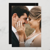 Eenvoudige Initialen Script Zwart Foto Bruiloft Kaart (Voorkant / Achterkant)