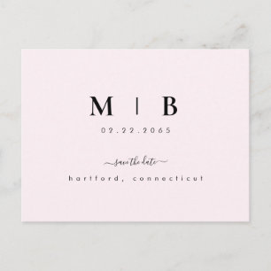 Eenvoudige Initialen Swash Roze Trouw Save the Dat Briefkaart