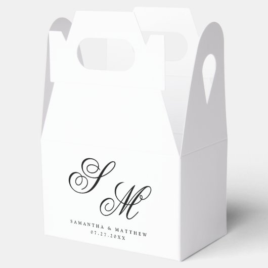 Eenvoudige Initialen van het zwarte monogram Elega Bedankdoosjes (Geopend)