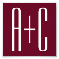 Eenvoudige Initialen voor Koppels | Wit & Burgundy