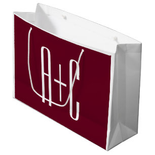 Eenvoudige Initialen voor Koppels Wit & Burgundy Groot Cadeauzakje