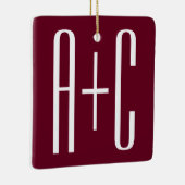 Eenvoudige Initialen voor Koppels | Wit & Burgundy Keramisch Ornament (Rechts)