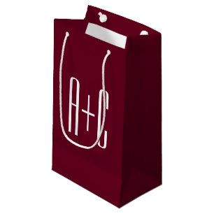 Eenvoudige Initialen Voor Koppels Wit & Burgundy Klein Cadeauzakje