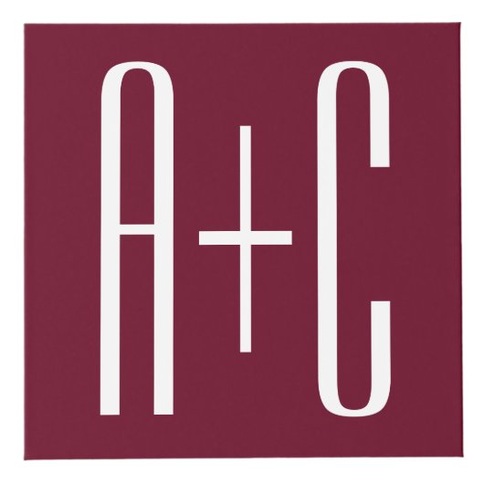 Eenvoudige Initialen voor Koppels | Wit & Burgundy Kubus (Rechts)