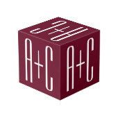 Eenvoudige Initialen voor Koppels | Wit & Burgundy Kubus (Achter hoekig)