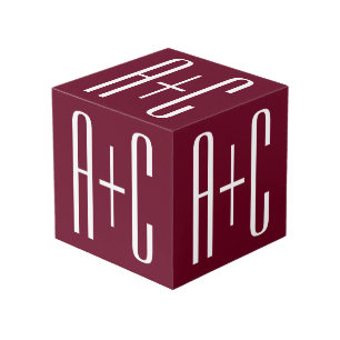 Eenvoudige Initialen voor Koppels   Wit & Burgundy Kubus