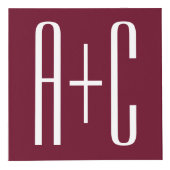 Eenvoudige Initialen voor Koppels | Wit & Burgundy Kubus (Voorkant)