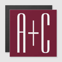 Eenvoudige Initialen voor Koppels | Wit & Burgundy