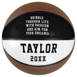 Eenvoudige Inspirerende Zwart Wit MVP Coach Naam Basketbal