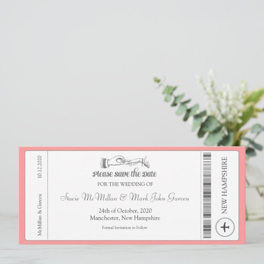 Eenvoudige instapkaart Opslaan Datum uitnodiging (Staand voorkant)