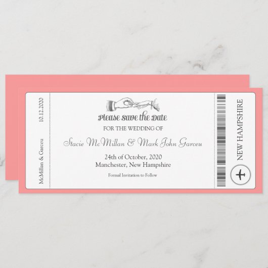 Eenvoudige instapkaart Opslaan Datum uitnodiging (Voorkant / Achterkant)