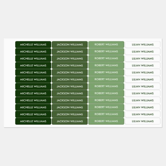 Eenvoudige Intense Groene witte Schaal Kinder Naam Labels (Vel)