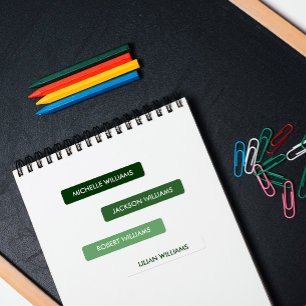 Eenvoudige Intense Groene witte Schaal Kinder Naam Labels