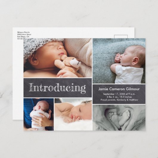 Eenvoudige introducerende meervoudige foto's van h aankondigingskaart (Voorkant / Achterkant)