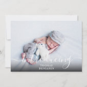 Eenvoudige introducerende scriptjongen blauwe foto aankondiging (Voorkant)