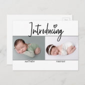 Eenvoudige introductie van de jongen van de Twinde Aankondigingskaart (Voorkant / Achterkant)