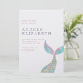 Eenvoudige Iridescent Mermaid Birthday Party Kaart (Staand voorkant)