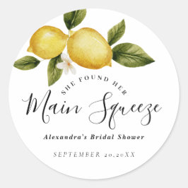 Eenvoudige Italia Lemon Calligraphy Bruidsdiner Ronde Sticker