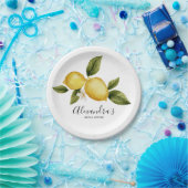 Eenvoudige Italiaanse Citroen Calligraphy Bruidsfe Papieren Bordje (Feest)