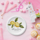 Eenvoudige Italiaanse Citroen Calligraphy Bruidsfe Papieren Bordje (Feest)