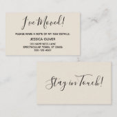 Eenvoudige, "I've Moved" crème Visitekaartje (Voorkant / Achterkant)