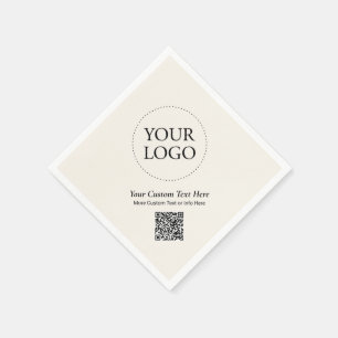 Eenvoudige Ivoor Aangepaste Zakelijke Logo QR Code Servet