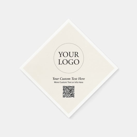 Eenvoudige Ivoor Aangepaste Zakelijke Logo QR Code Servet (Hoek)