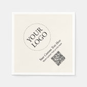 Eenvoudige Ivoor Custom Business Logo QR Code Servet (Voorkant)