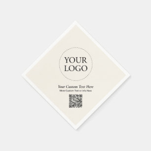 Eenvoudige Ivoor Custom Business Logo QR Code Servet