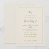 Eenvoudige Ivoor Goud Monogram Formele Elegante Hu Kaart (Voorkant / Achterkant)