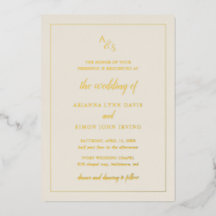 Eenvoudige Ivoor Monogram Formele Elegante Bruilof