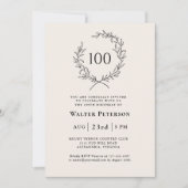 Eenvoudige Ivoren Elegante Lauwerkrans 100ste Verj Kaart (Voorkant)