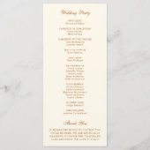 Eenvoudige ivoren koper elegante bruiloft programmakaart (Achterkant)