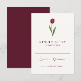 Eenvoudige Ivoren Minimalistische Tulp Trouw RSVP Kaartje
