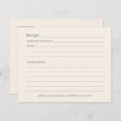 Eenvoudige Ivory Cream Gepersonaliseerde Recept Ka (Voorkant / Achterkant)