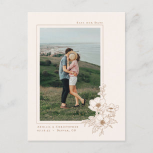 Eenvoudige Ivory Gold Anemone Art Floral Save the  Aankondigingskaart