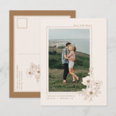 Eenvoudige Ivory Gold Anemone Art Floral Save the Aankondigingskaart (Voorkant / Achterkant)