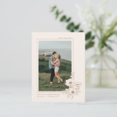 Eenvoudige Ivory Gold Anemone Art Floral Save the Aankondigingskaart (Staand voorkant)