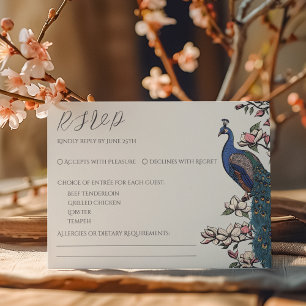 Eenvoudige Ivory Peacock RSVP-kaart RSVP Kaartje
