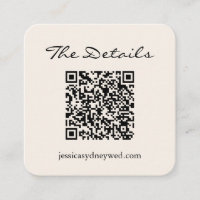 Eenvoudige Ivory Script Weduwend RSVP - QR-code me