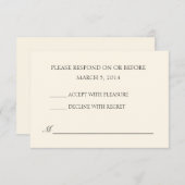Eenvoudige Ivory Wedding RSVP (Voorkant / Achterkant)