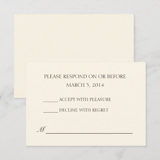 Eenvoudige Ivory Wedding RSVP (Voorkant / Achterkant)