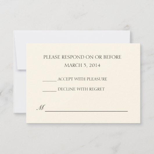 Eenvoudige Ivory Wedding RSVP Kaartje (Voorkant)