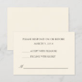Eenvoudige Ivory Wedding RSVP Kaartje (Voorkant / Achterkant)